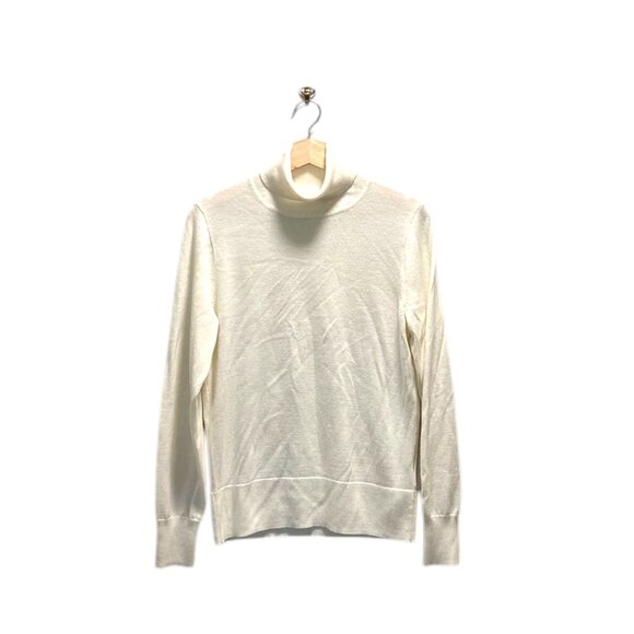 J.Crew Wool Blend Soft Ribbed Turtleneck Sweater Cream Size XL Minimalist Quiet - Picture 2 of 15